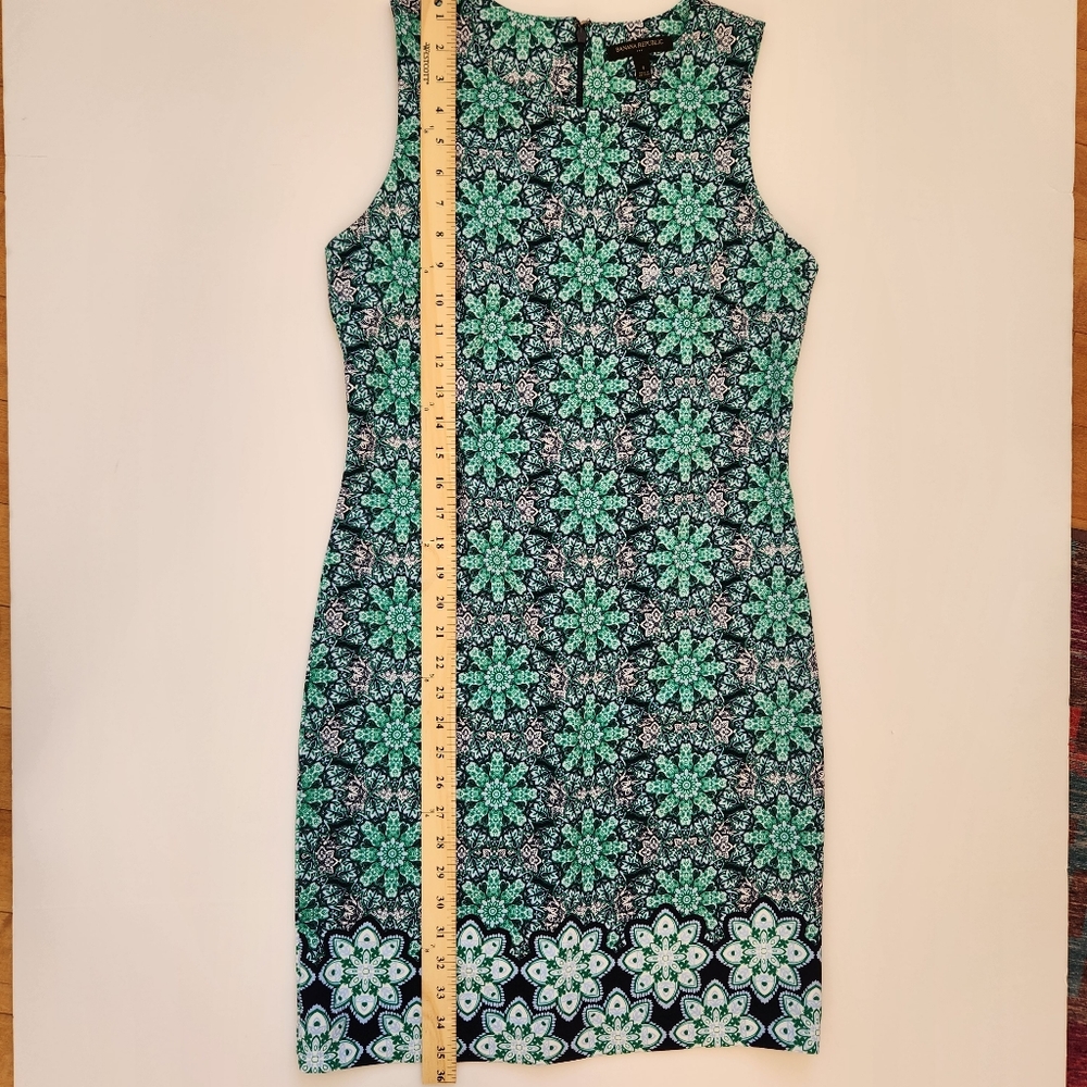 Banana Republic Shift Dress Printed Green Black Sleeveless Floral Stretch Size 4 - Picture 14 of 16